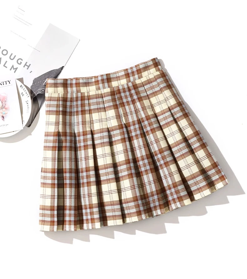 Skirts Fall Clothes 2024 Women Skort Korean Style Harajuku Fashion Girls Falda Short De Mujer High Waist Plaid Pleated Skirt