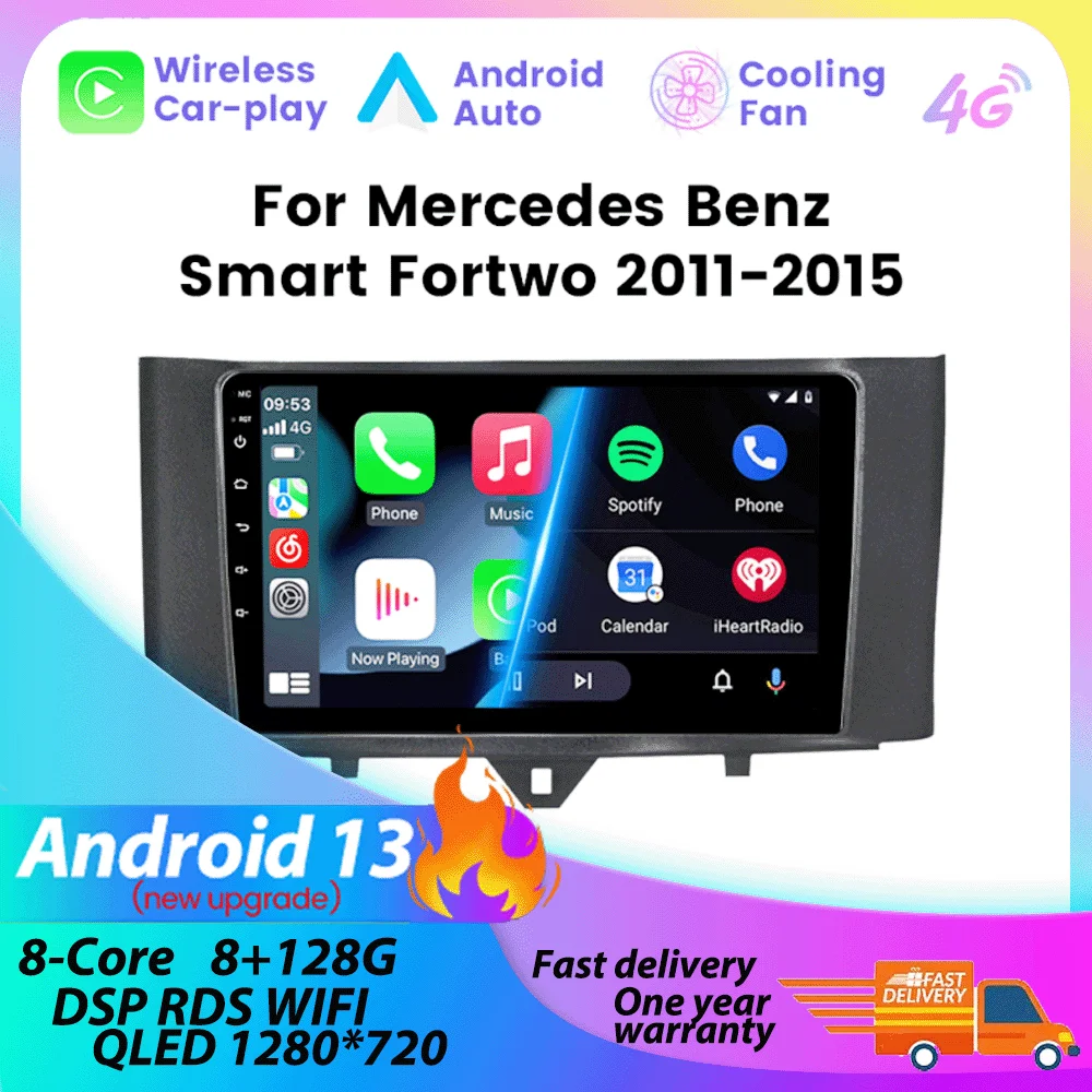 2-din-Car-Raido-Stereo-For-Mercedes-Benz-Smart-Fortwo-451-2010-2015-DSP ...
