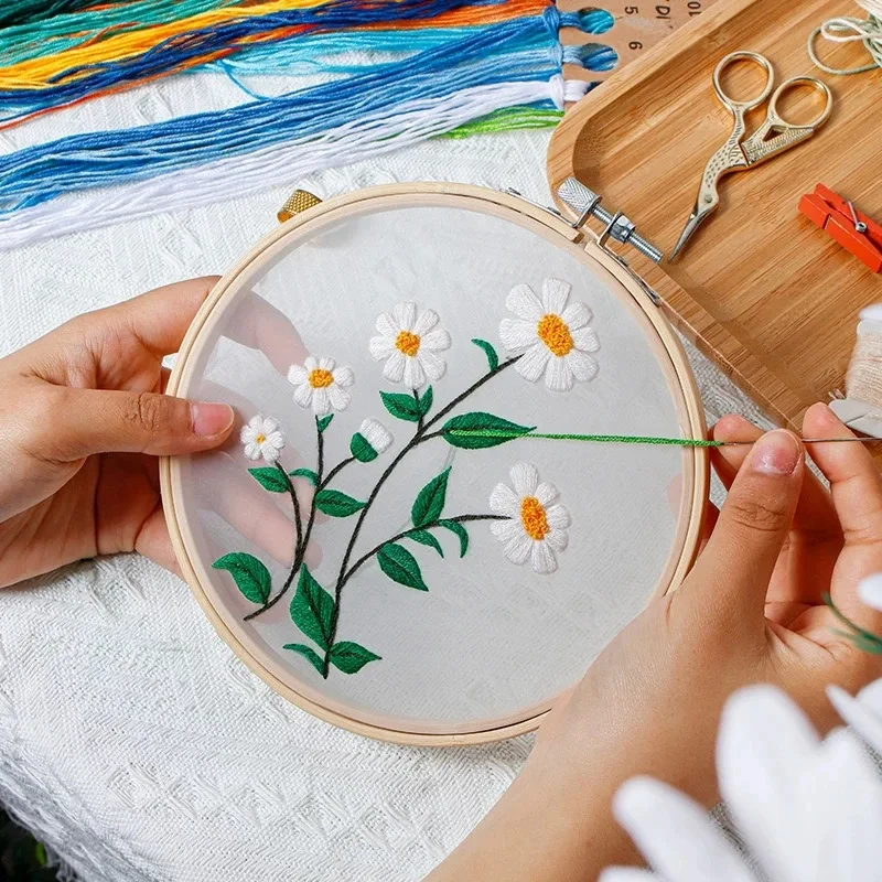 Transparent Double-Sided Embroidery Kit Flowers Plants Embroidery
