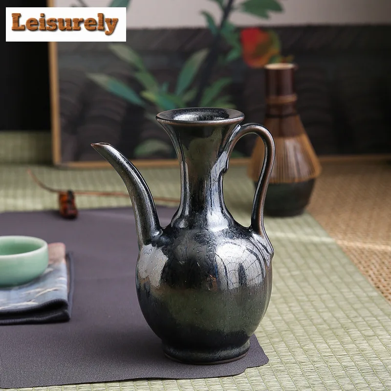 280ml Jianzhan Point Teapot Retro Tea Infuser Pot Household Tea Making Kettle With For Tea Decoration Collection Craft Supplies