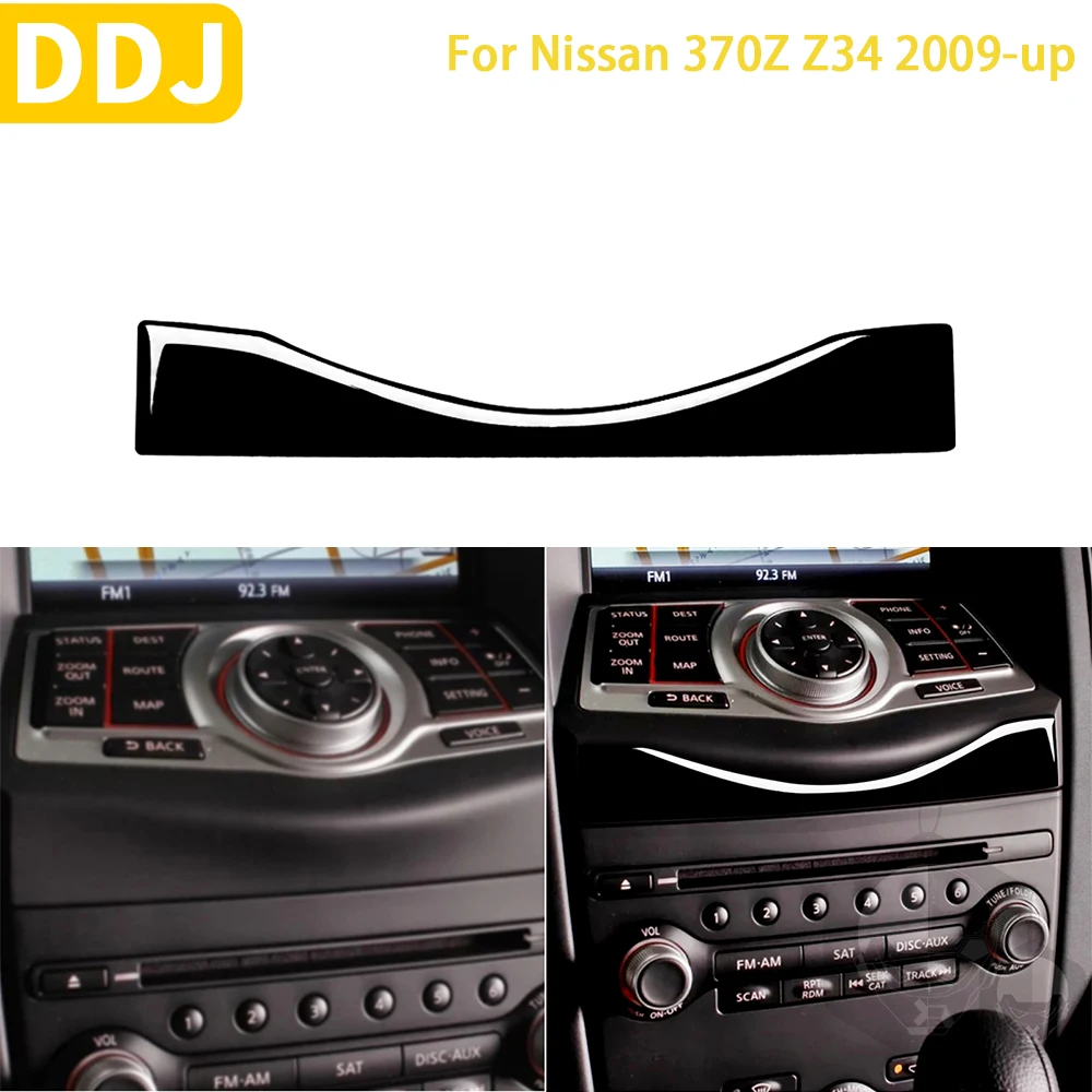 Per Nissan 370Z Z34 2009-Up Accessori Piano Gloss Black Plastic Car Interior Central Multimedia Panel Trim Sticker Decoration
