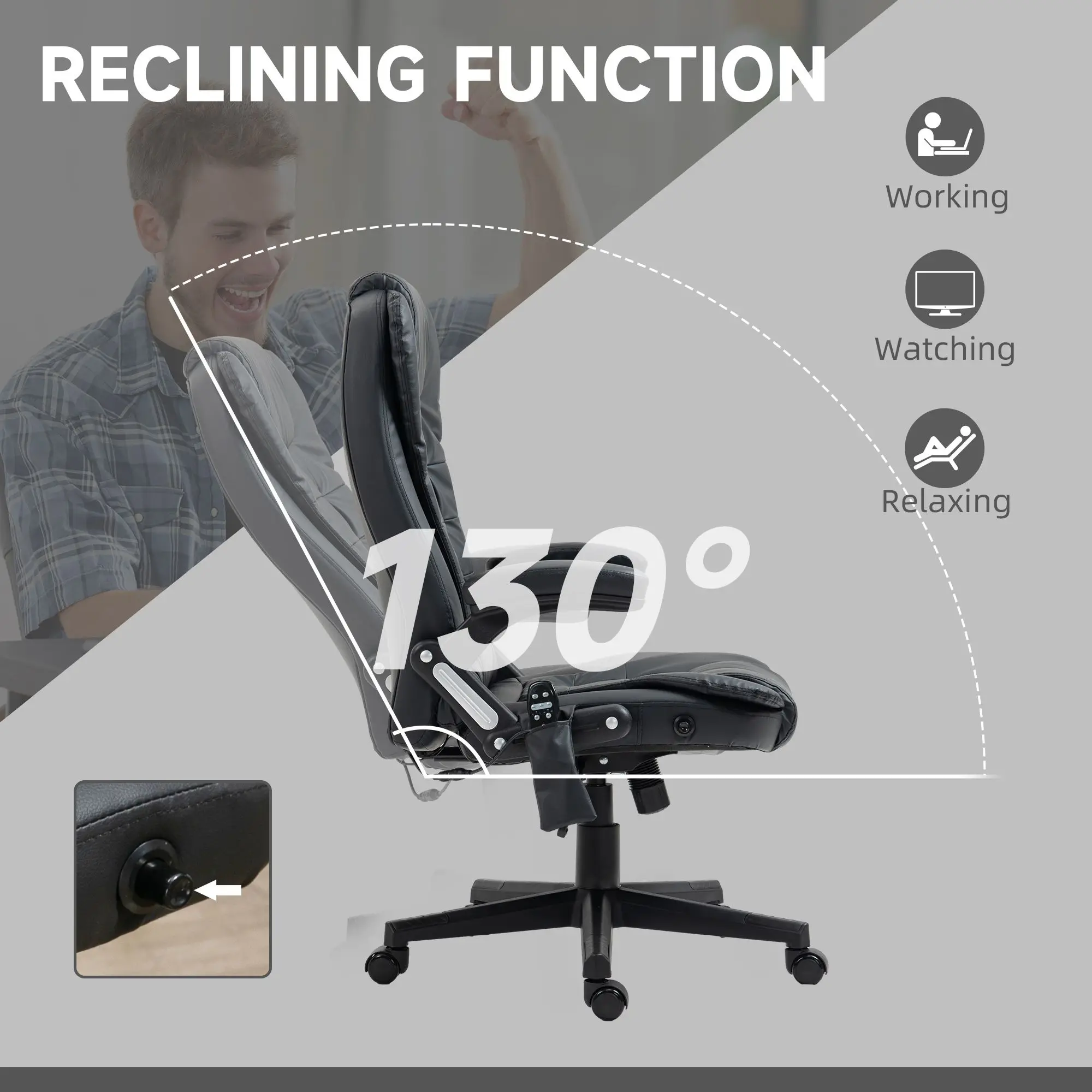 Heated Massage Reclining Office Chair with Remote 6