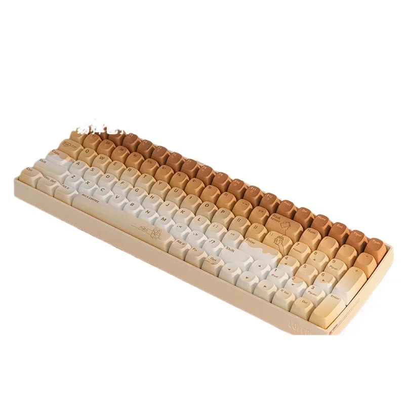 *Milk coffee three-mode mechanical keyboard wireless bluetooth tablet cute girl high value