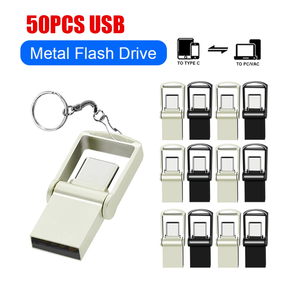 

50PCS 2 IN 1 TYPE C USB 3.0 Flash Drive 64GB 128GB 32GB for Huawei/SmartPhone High Speed Plug and Play Memory Disk USB Stick