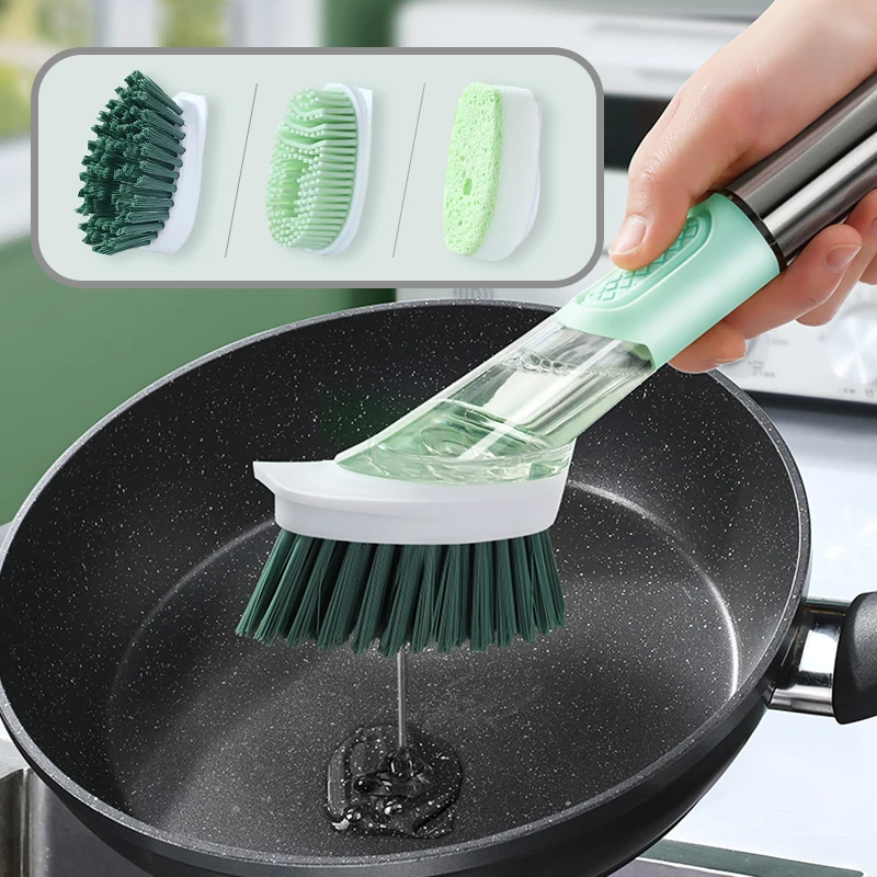 Automatic Household Cleaning Brush  Dispenser Dishwashing Liquid - Pot  Brush Kitchen - Aliexpress