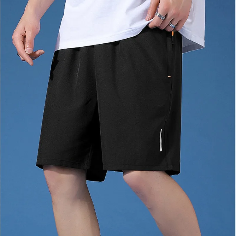 

Men's Sports Ice Silk Shorts Summer Quick Dry Loose Basketball Pants Personality Fashion Beach Pants Plus Size Zipper Shorts