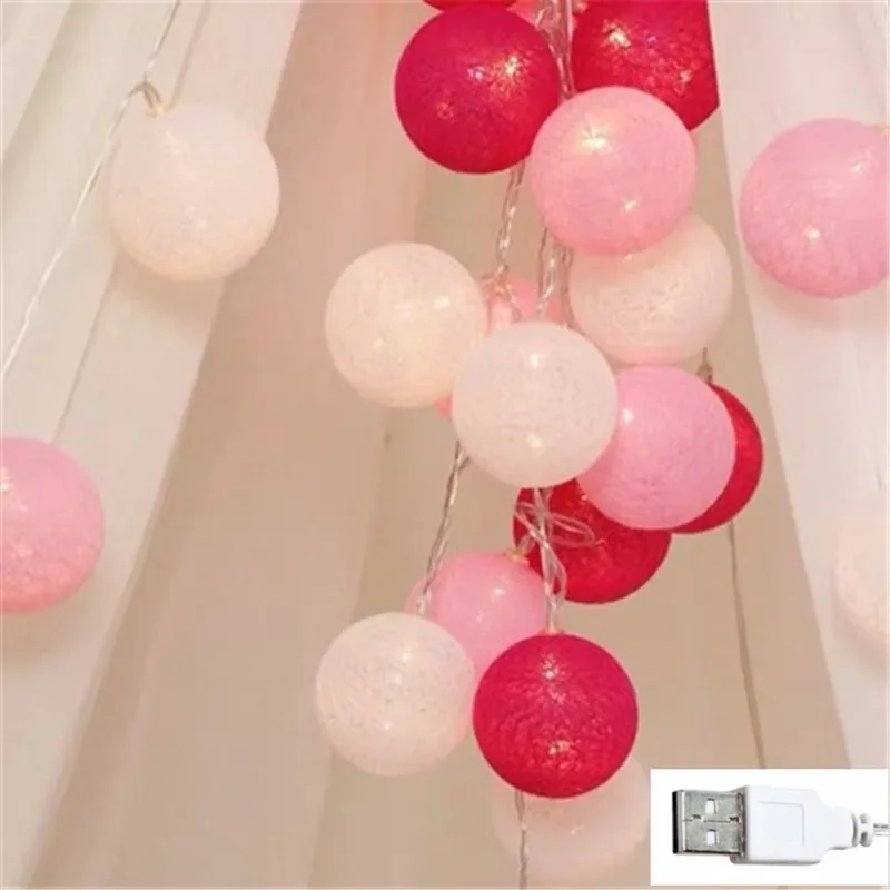 10/20/30 LEDs String Lights Cotton Thread Balls Decoration Lamp Party Wedding Color Light String Christmas Decorations Luces