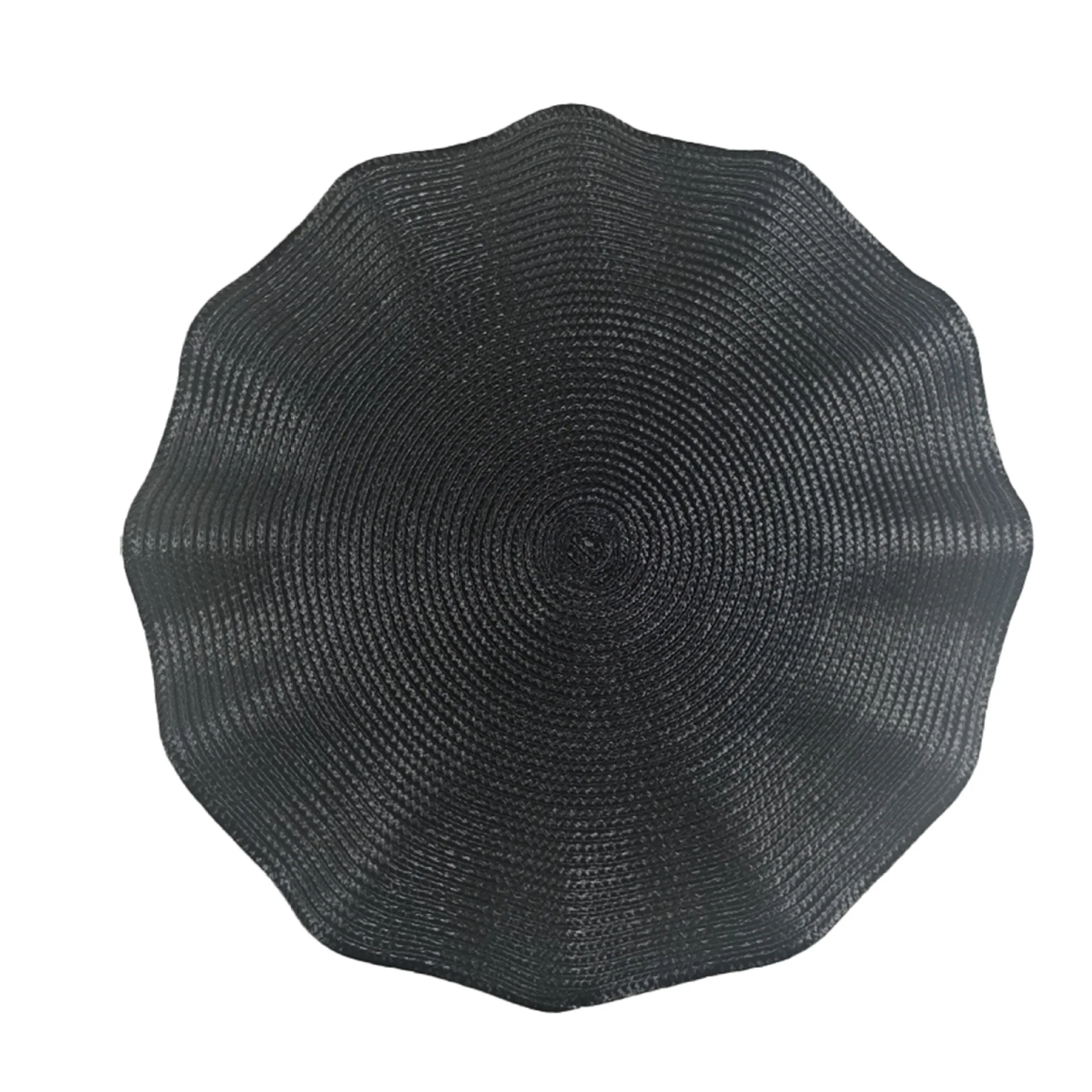 Set of 6 Heat-Resistant Woven Round Placemats with Corrugated Edges