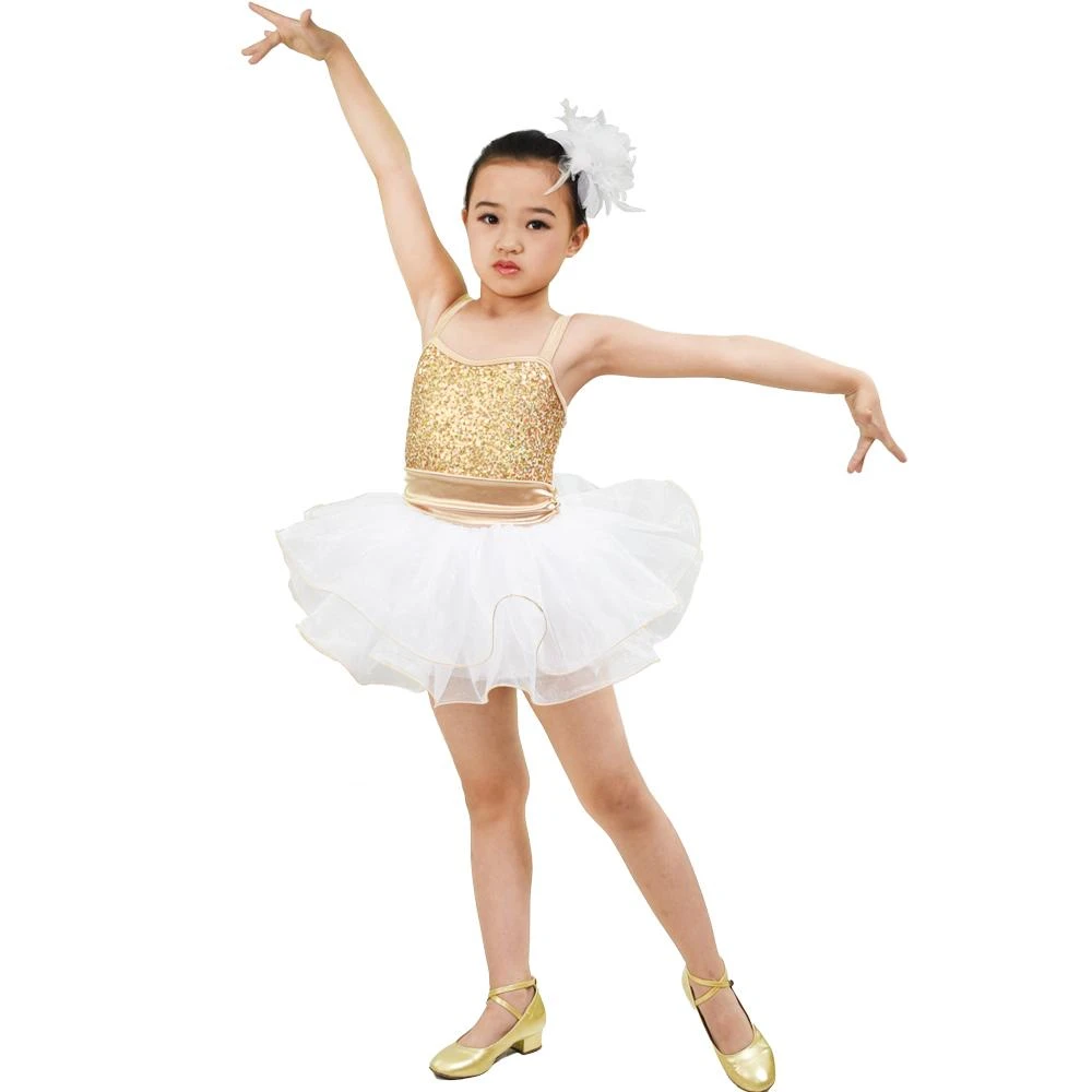 si Inclinarse perderse Disfraz de Ballet para niñas, traje de baile con tutú, lentejuelas, color  dorado/blanco|Ballet| - AliExpress