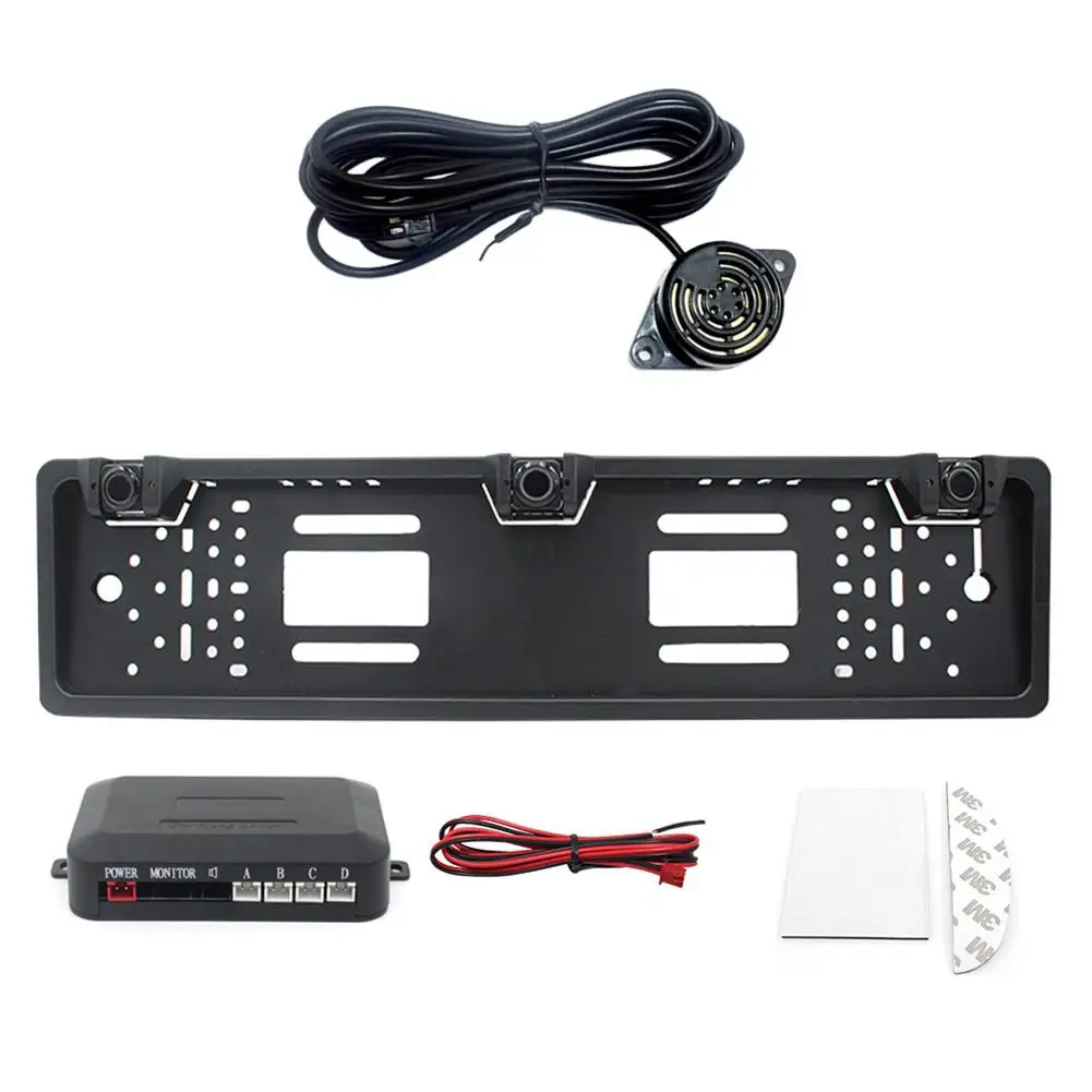 Rear View Camera With Reversing Radar System Parking European License Plate Frame Backup Camera Car Accessories