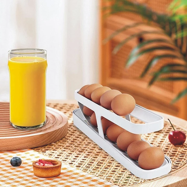 Automatikus Görgető Tojásállvány Tartó Tekercselt Hűtőnőtojás Tojás Adagoló Konyhai Tároló Doboz Állvány A Hűtőszekrény Tálcához - Image 3
