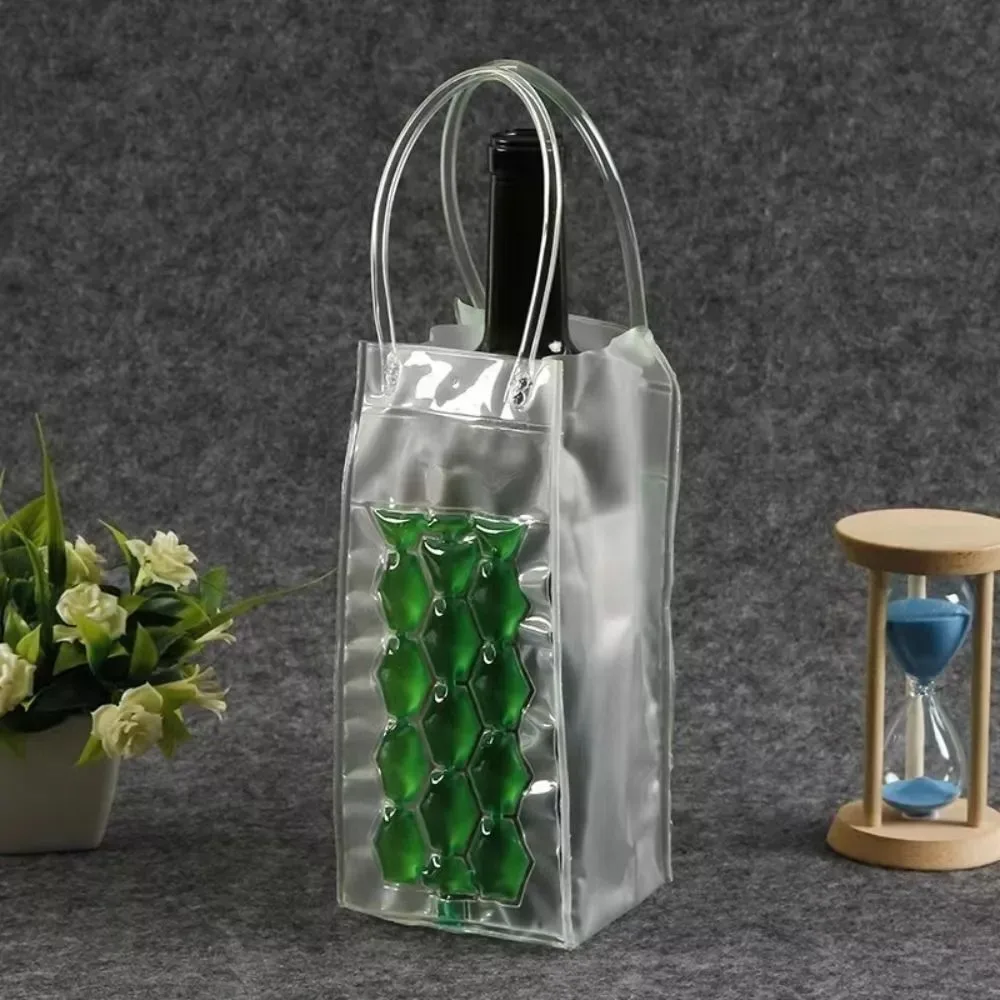New Outdoor Beer Iced Tote Bag Portable PVC Insulated Red Wine Handbag Practical Gift Bag Wine Bottle Freezer