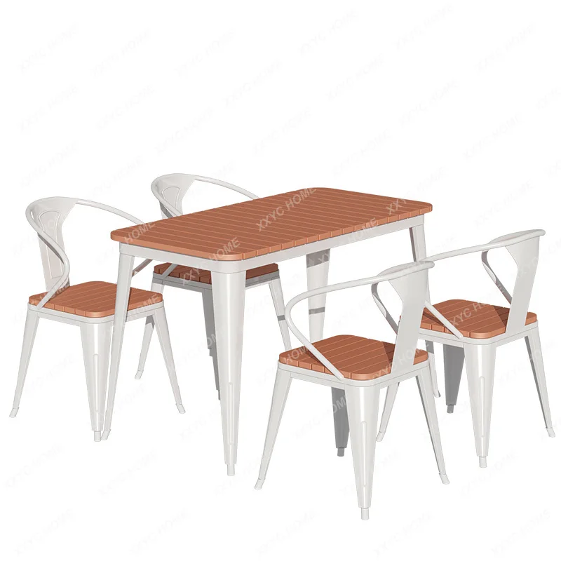 

Outdoor Dining Table and Chair Combination Loft Wind Outdoor Coffee Shop Occasional Table and Chair