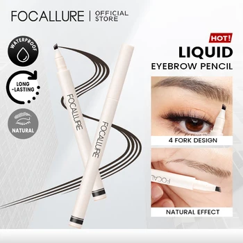 FOCALLURE 4 포크 방수 아이브로우 펜슬 초미세 땀 방지 오래 지속되는 천연 아이브로우 문신 틴트 강화제 화장품