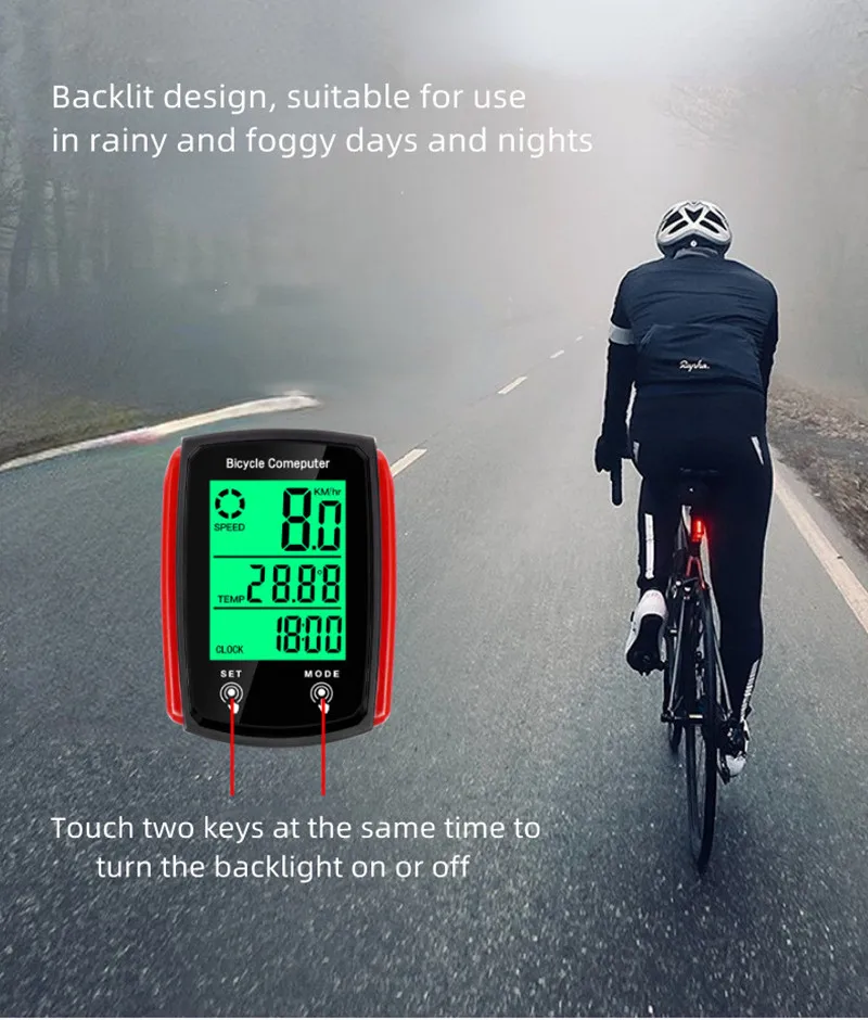 Bicycle Luminous Stopwatch Road Mountain Bike Touch Screen Speedometer Cnc Bicycle Wired English