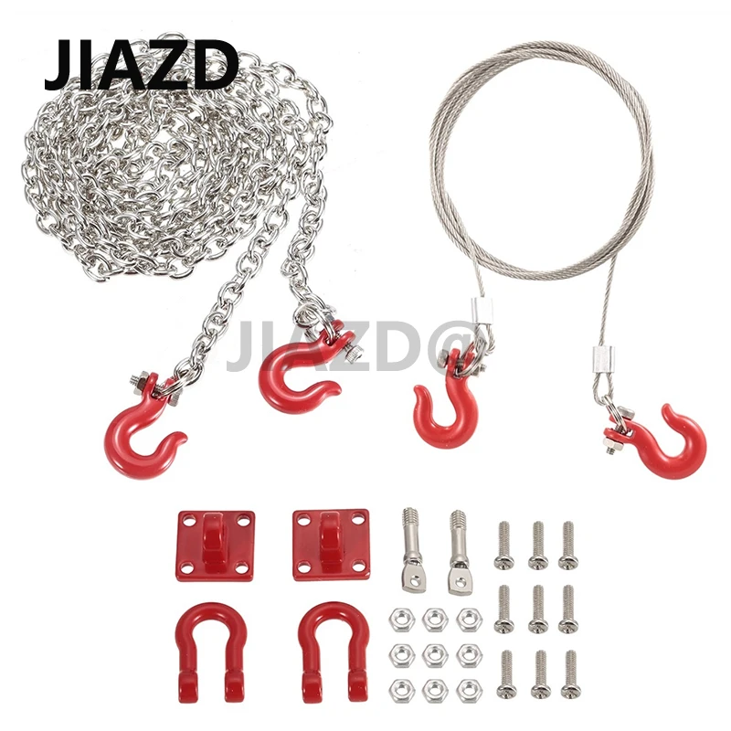 

RC Car Metal Trailer Hook Winch Tow Chain Shackle for 1/10 RC Crawler Axial SCX10 Wraith Trx4 D90 Tamiya Upgrade Parts