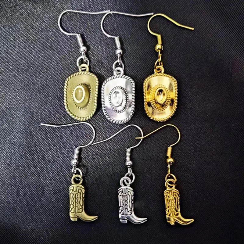 A Pair Of Casual Accessories, Hats, Boots, Earrings, Western Denim Necklaces, Cowboy Ats, Boots, Texas Farm Earrings