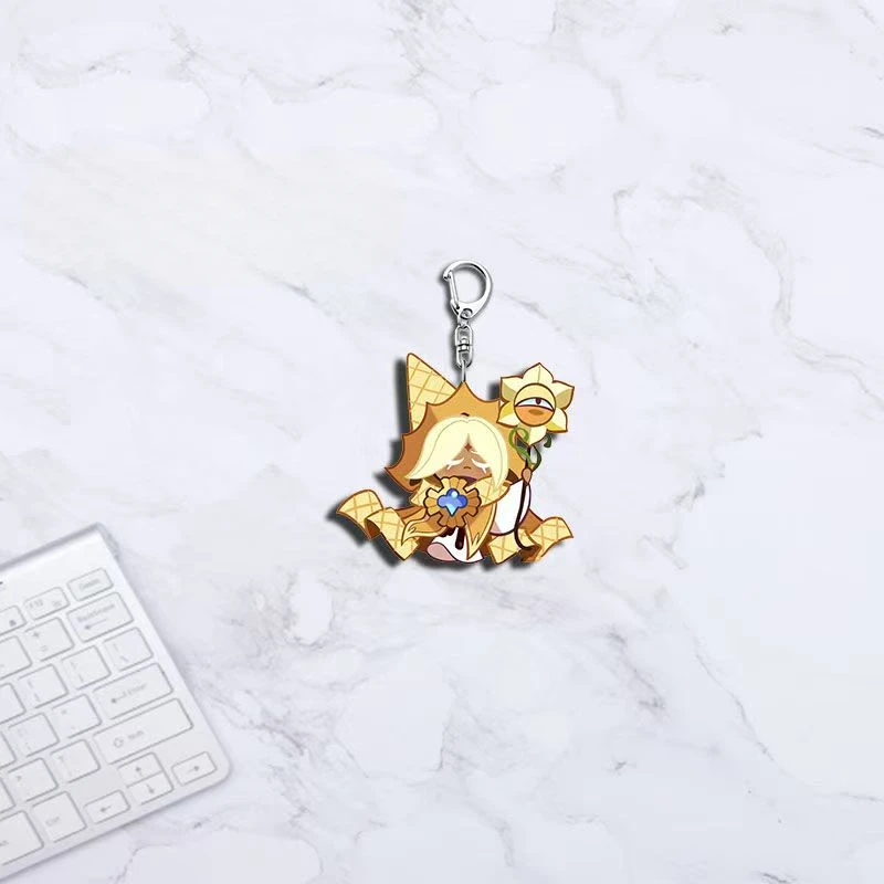 Game Chibis Cartoon Keychains for Accessories Bag Shadow Milk Pure Vanilla Mystic Flour Candy Apple Cookie Keyrings Kids Gift 2