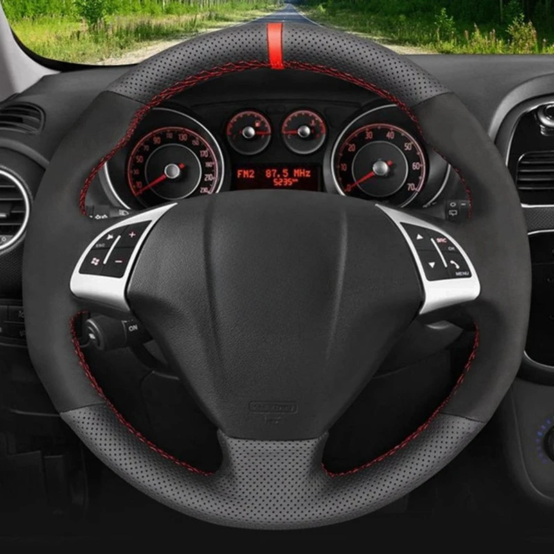

Car Steering Wheel Cover DIY Black Genuine Leather Suede For Fiat Punto Bravo Linea 2007-2019 Qubo Doblo 2008-2015 Grande Punto