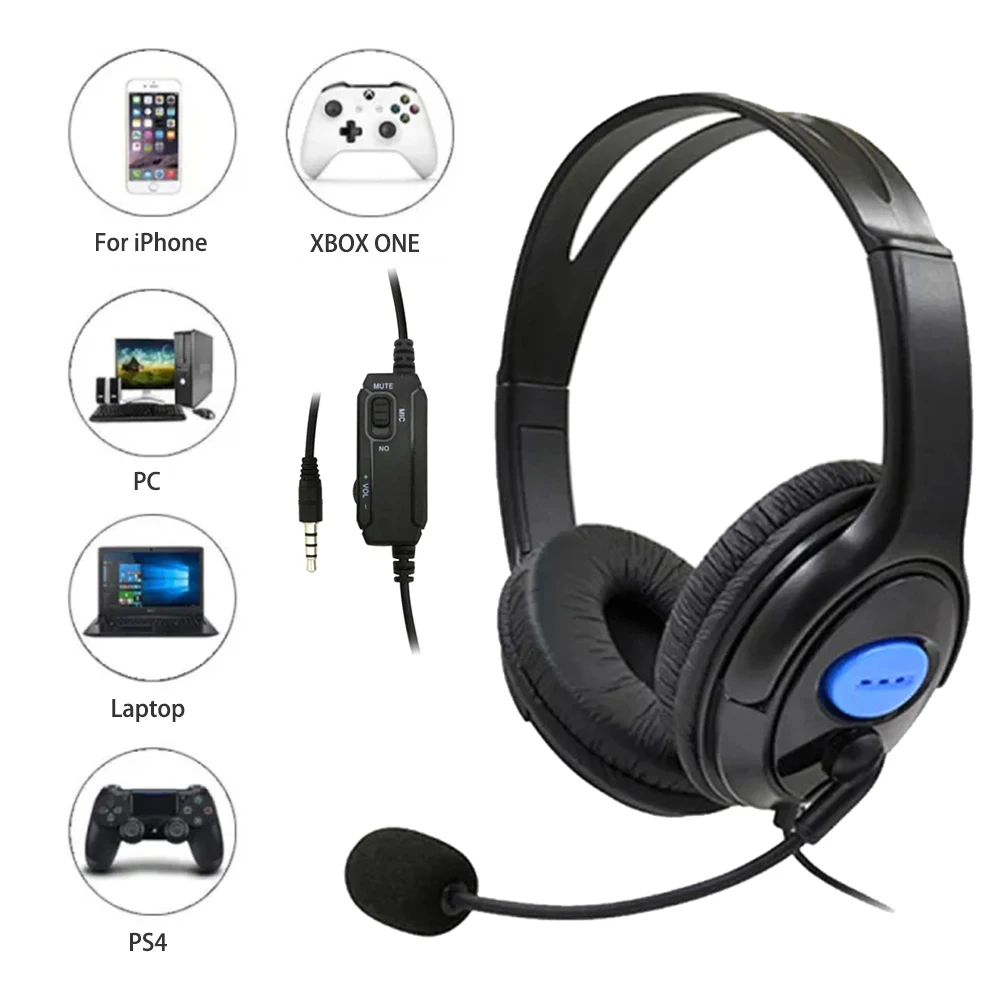 

Headphones 3.5mm Wired Gaming Headset Earphones Music For PS4 Play Station 4 Game PC Chat computer With Microphone
