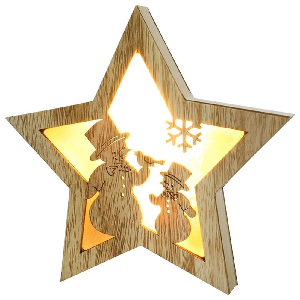 

Xmas Tree Hanging Tags Pentagram Pendant Dining Table Decor Wood Star Christmas