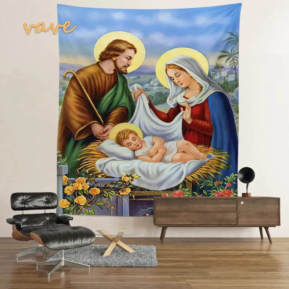 Christmas Decoration Tapestry Nativity Scene Wall Hanging Jesus Angel Easter Christ Room Decor Large Fabric Tapestry Aesthetic tapestry decor
