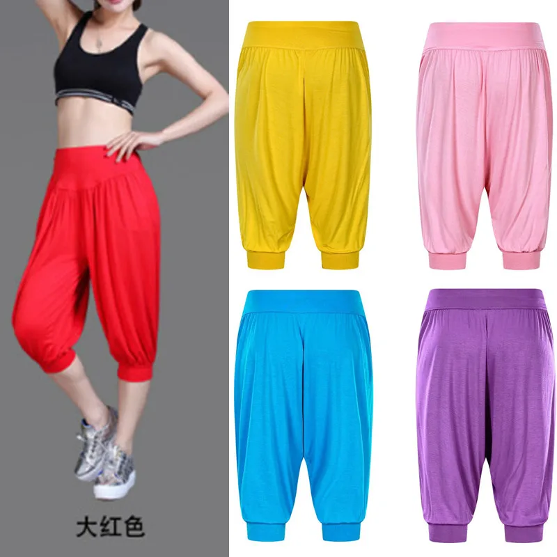 New Calf-length Yoga Pants Female Running Pants Large Size Loose High Waist Modal Sport Fitness Training