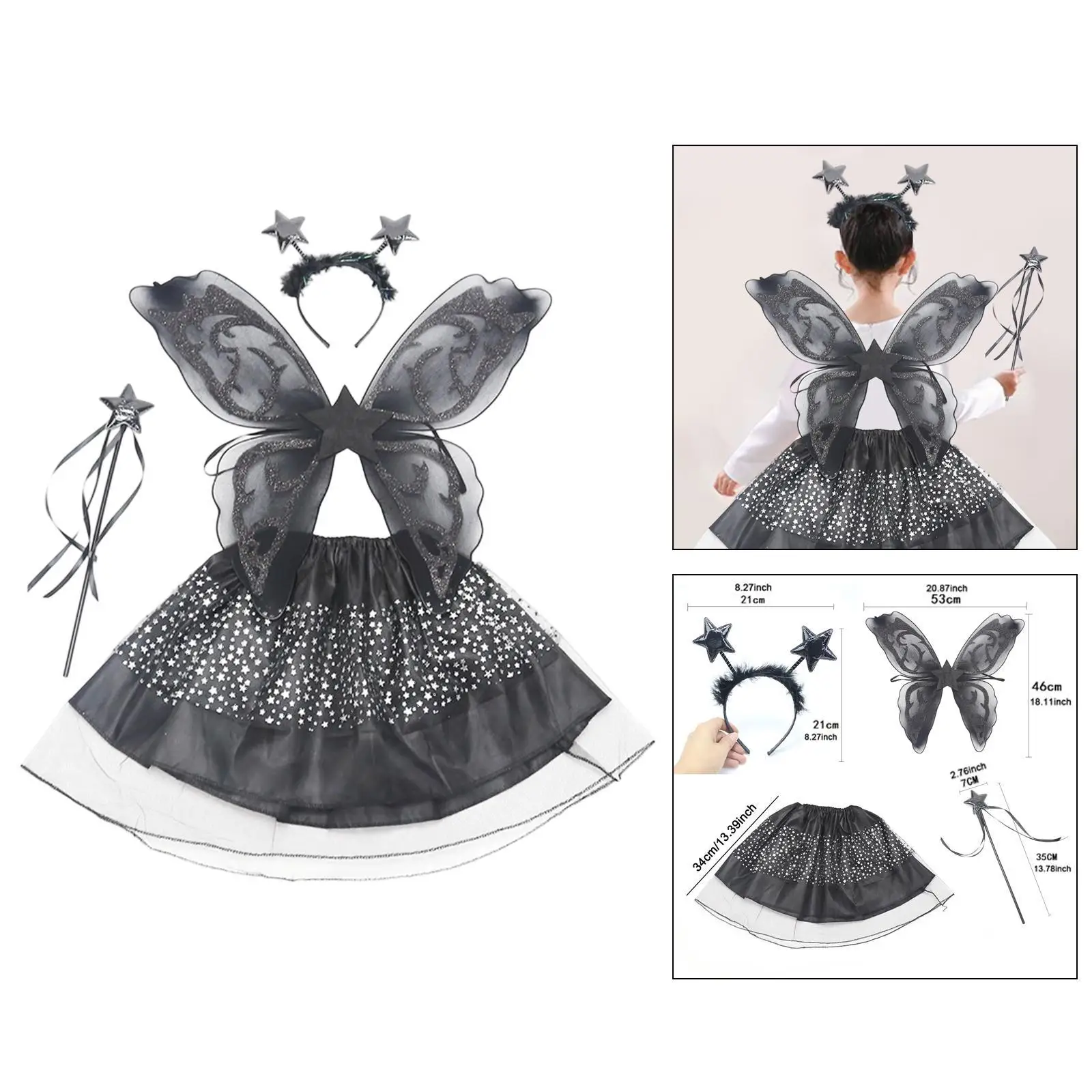 Skirt Set Cosplay Wing Apparel Child Kids Princess Cosplay for Holiday