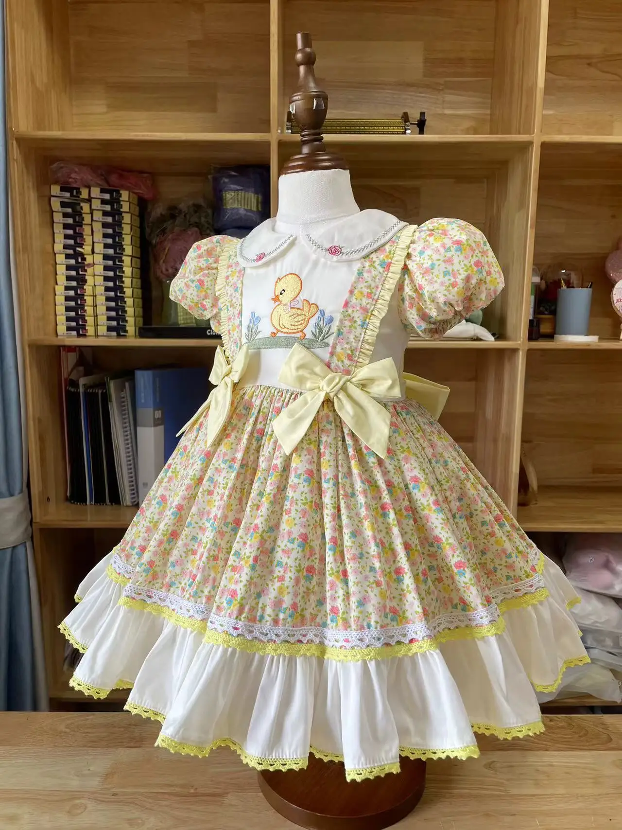 Lolita Princess Summer Dress 0-12Y Girl Summer Yellow Floral Duck