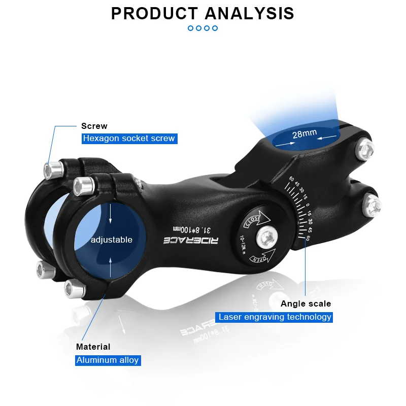 RIDERACE   ε  MTB  ̺,   Ʈ ũ , 31.8mm ڵ   ǰ, 85mm, 100mm, 120mm ε