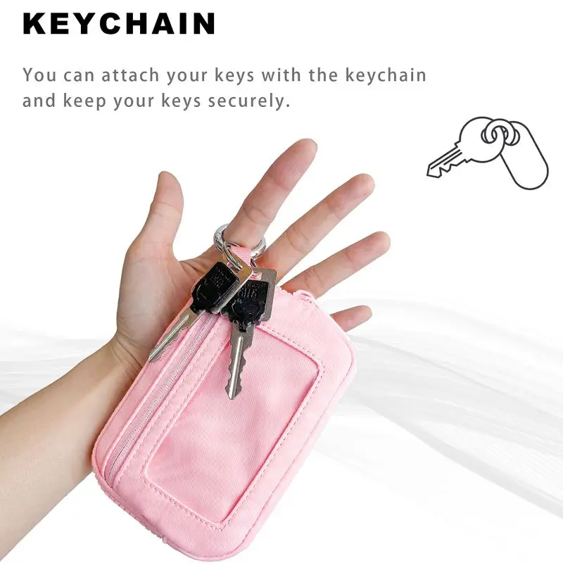 Women's Keychain Wallet The Iris Wallet Zip Waterproof Nylon Card Wallet Pouch Wristlet Zip Card Case with Clear ID Window 4