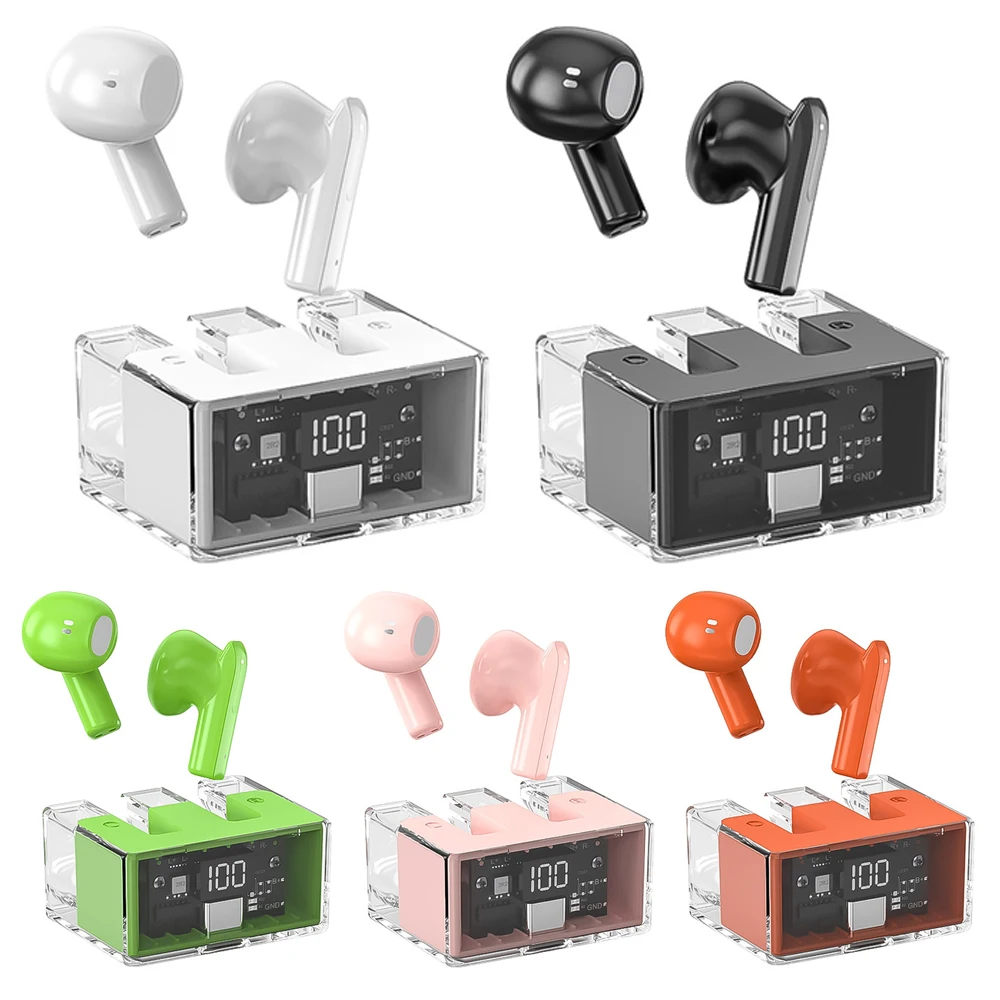 

Wireless Earphone TWS Bluetooth Headset Bluetooth 5.3 Headphones Transparent LED Display in Ear Headset Stereo Noise Reduction
