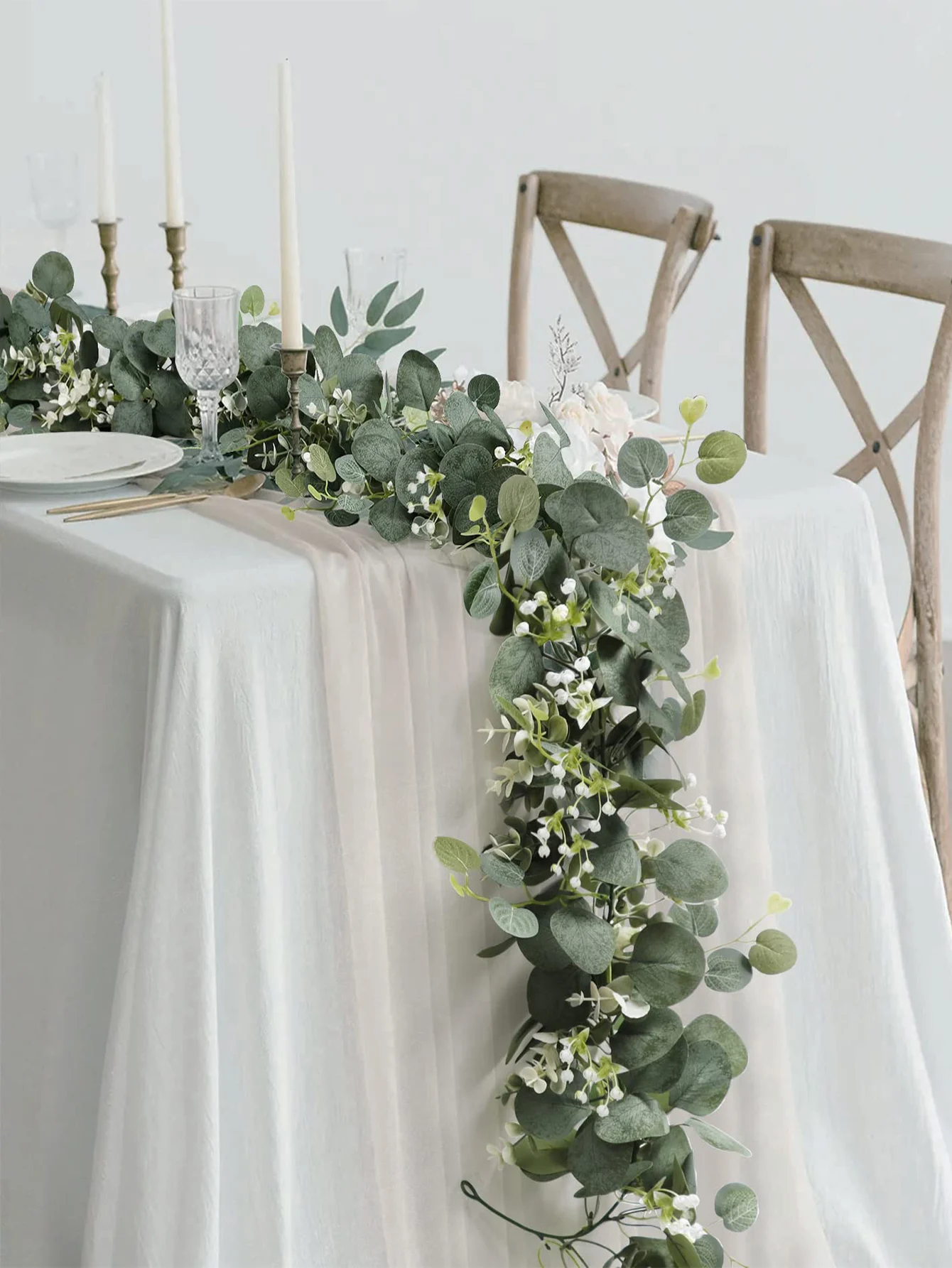 1pc Artificial Faux Plant Spring Vines with White Flowers Berries 1