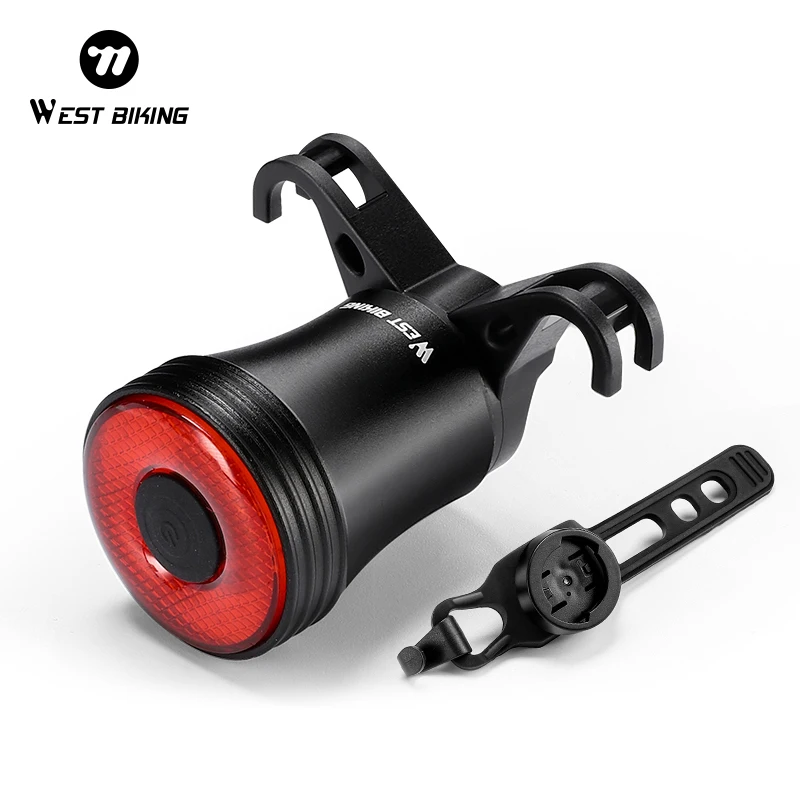 WEST BIKING Smart Bike Tail Light Brake Sensing Rear Light Quick Release Type-C Charging Cycling Taillight Bicycle Accessories Bicycle Light