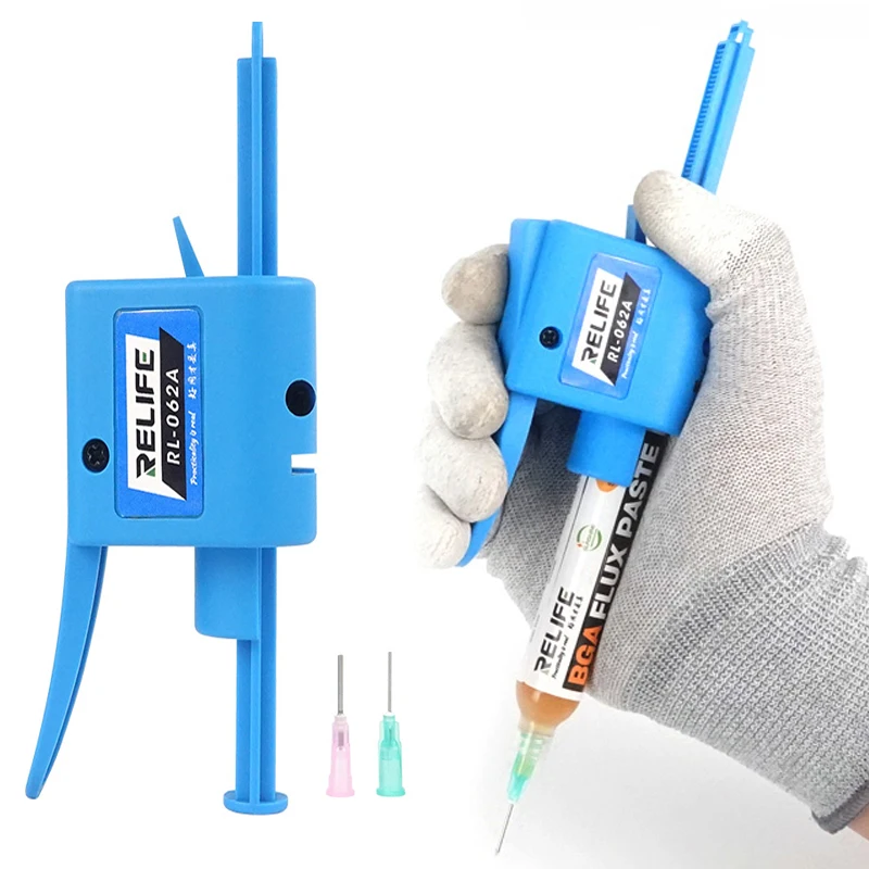 

RELIFE RL-062A Solder Paste Flux Needle Booster for 10CC UV Solder Mask Ink Welding Oil Structural Adhesive Propulsion Tools