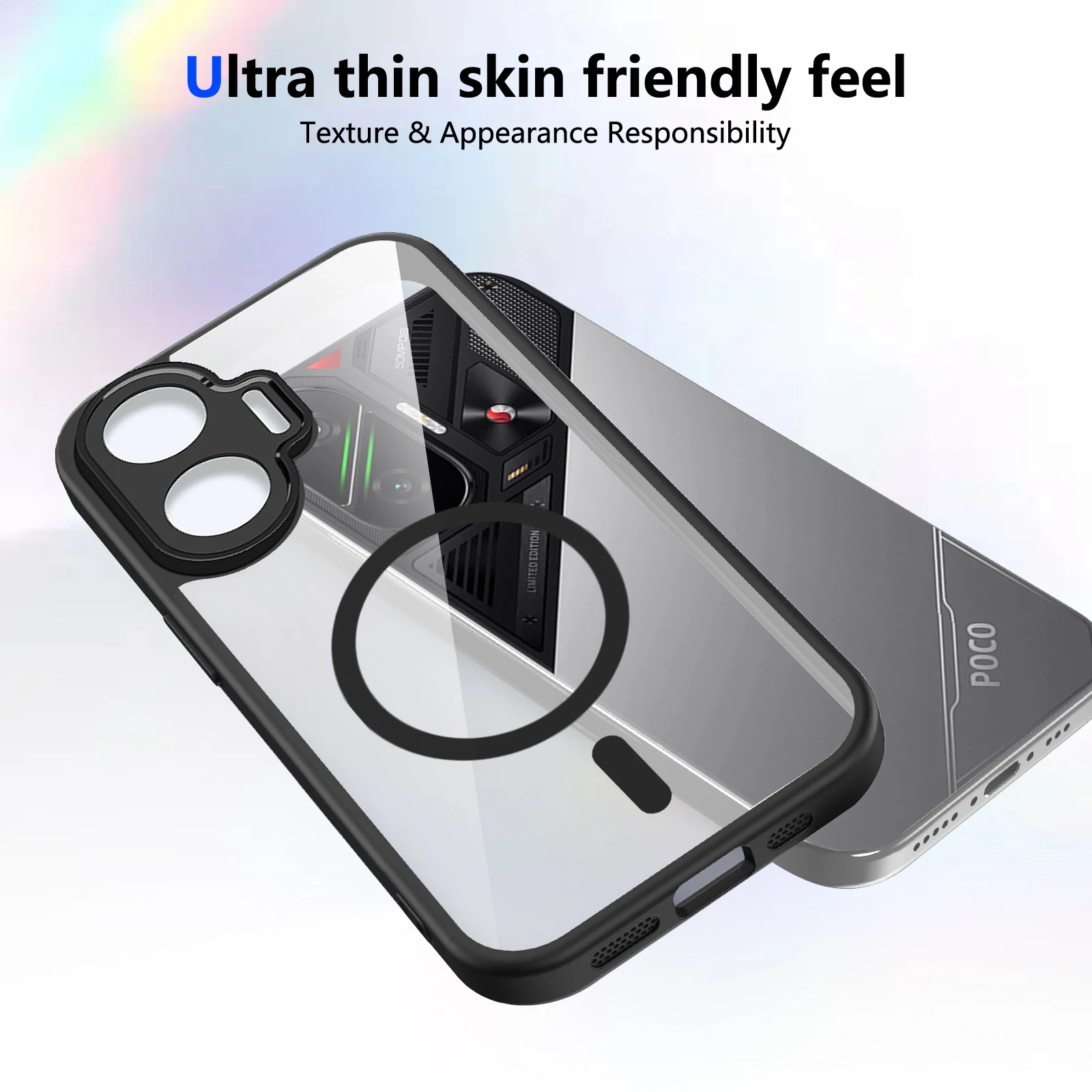 Premium Magnetic Phone Case with Wireless Charging - Clear Shockproof Back Cover