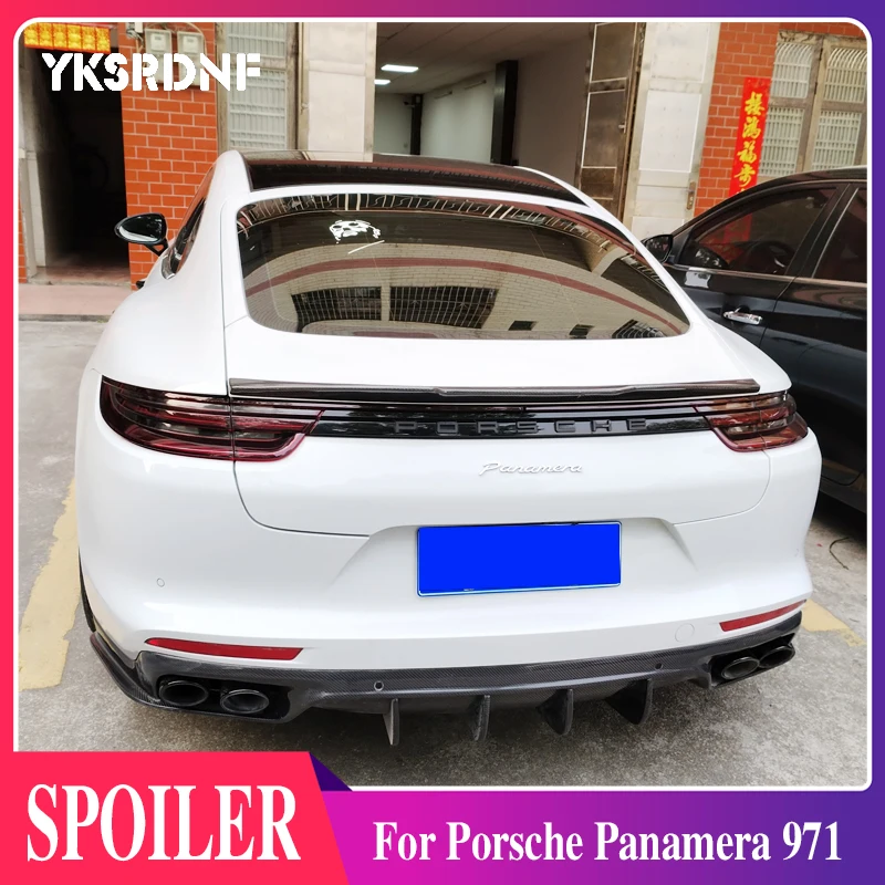 

Для Porsche Panamera 971 2017-2019 задний спойлер крыло из углеродного волокна отделка багажника автомобиля разделитель крышки багажника откидной клапан комплект кузова