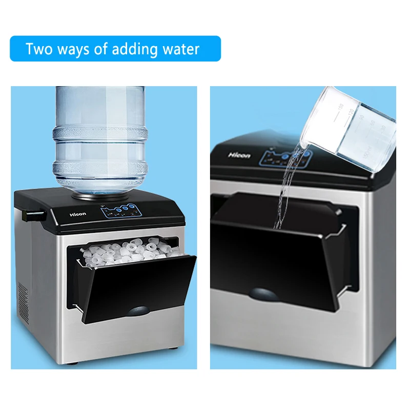Commercial Ice Machine 25KG Desktop Multifunctional Bucket of Water Automatic Ice Machine Bullet-shaped Round Home Appliance countertop ice maker