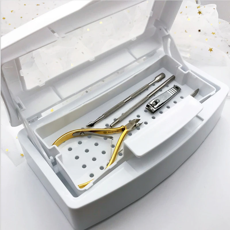 Nail Sterilizer Tray Disinfection Box Salon Nail Art Nipper Tweezers Manicure Equipment Tools Cleaner Sanitize Set Box nail art tools nail manicure accessories