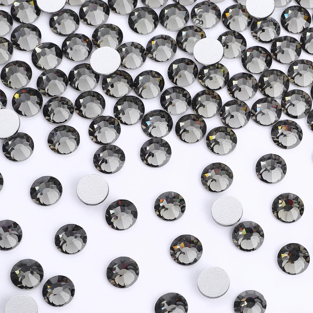 Black Series Glass Flatbase Rhinestones For Needlework SS3-SS60 Non Hotfi Boutique Crystal For Nail Art Crafts DIY Deco Parts