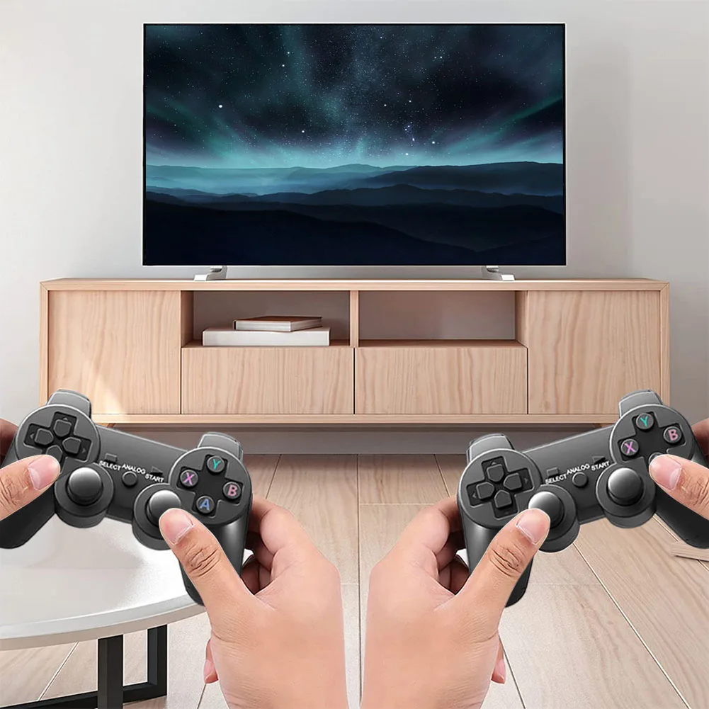 더블 무선 컨트롤러 HD TV 게임 콘솔 비디오 게임 스틱, 32G, 64G, D80, 2.4G, 30000 + 레트로 게임, TV, PS1 소년 선물