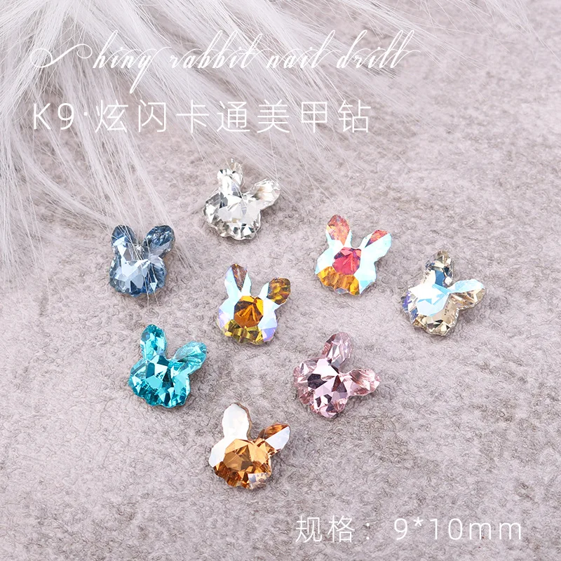 

Kawaii Aurora Rabbit Diamond Nail Rhinestones Cartoon K9 Bunny Butterfly Crystal Glass Nail Art Charms Jewelry Decorations DIY