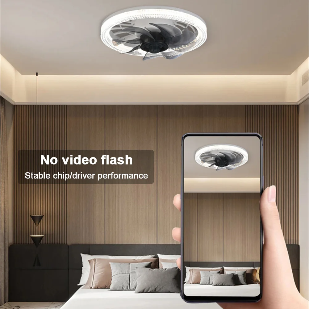 Ceiling Fan Light 3 Colors Dimmable LED Lamp Fan 4 Speeds with Converter Extender AC 85V-265V for Living Room Study Room Kitchen