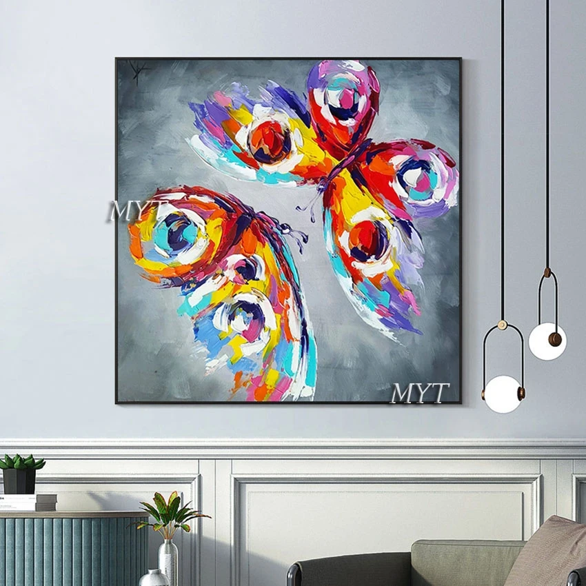 

Two Butterflies Picture Oil Painting Abstract Wall Art Hand Painted Unframed Canvas Artwork Quality Children Bedroom Decor