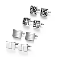 4 Pairs Cufflinks Set CuffLinks For Mens Wedding Souvenirs Groomsmen Gift Man Shirt Cufflink With Box Luxury Jewelry Tie Clips 2
