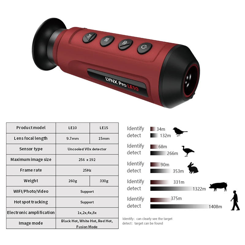Hikmicro LE 휴대용 열화상 카메라, 단안 초경량 적외선 열화상 카메라, 사냥용 X4 X2