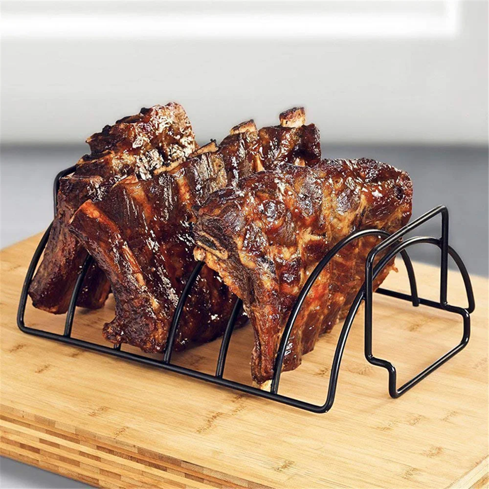 Smoker Bbq Rib Rack Holder Non-Stick BBQ Rib Rack Stand Barbecue