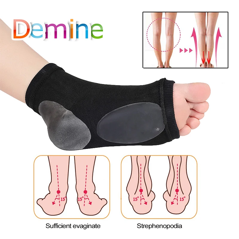 Arch Support Sleeve Cushioned Soft Elastic Gel Pad Fabric Arch Socks Shoe Insoles for Flat Foot Pain Relief Plantar Fasciitis Heel Spurs 2Pcs