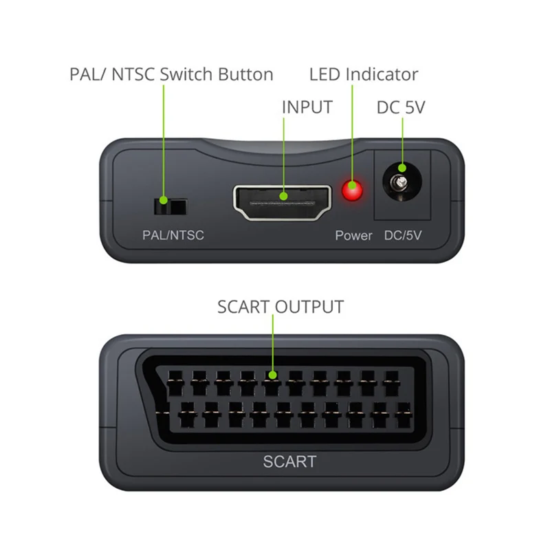 With HDMI to Scart HD Video Converter Cable Input Scart HDMI-Compatible Output 1080P Display Extend Adapter with PAL NTSC Switch