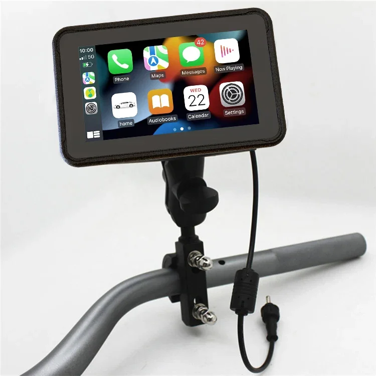 

5" IPS Touch Screen Wireless CarPlay & Android Auto GPS for Motorbike, IPX7 Waterproof Support Siri and Google Assistant